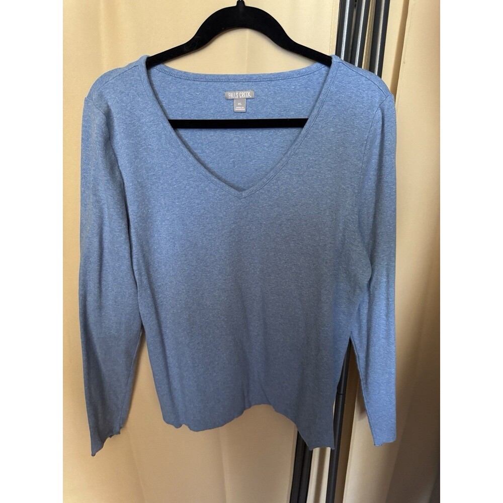 Fall Creek V neck dark blue woman's shirt size large